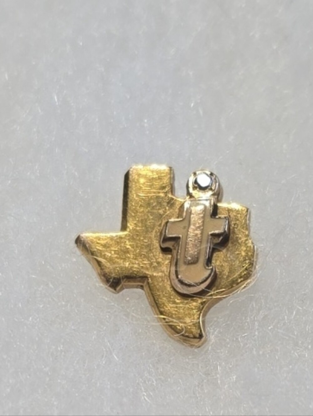 1/10 10K Gold Texas State Pin Texas Instruments. Saphire Stone.